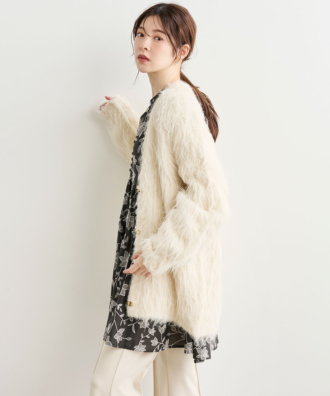 美品　Pal’las Palace 45rpm シャギー風　ロングカーディガン 岡崎紗絵さんコラボ】ロングシャギーカーディガン｜PETAL ONLINE