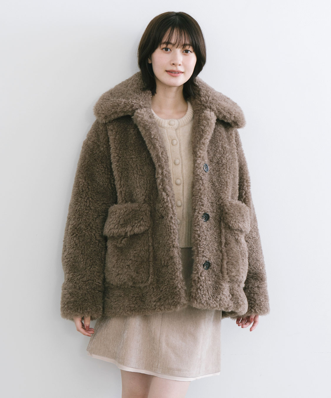 美品　45R アルパカウール グラデーション ショートガウン カーディガン 1 クルーネックショートカーディガン｜PETAL ONLINE（ペタル