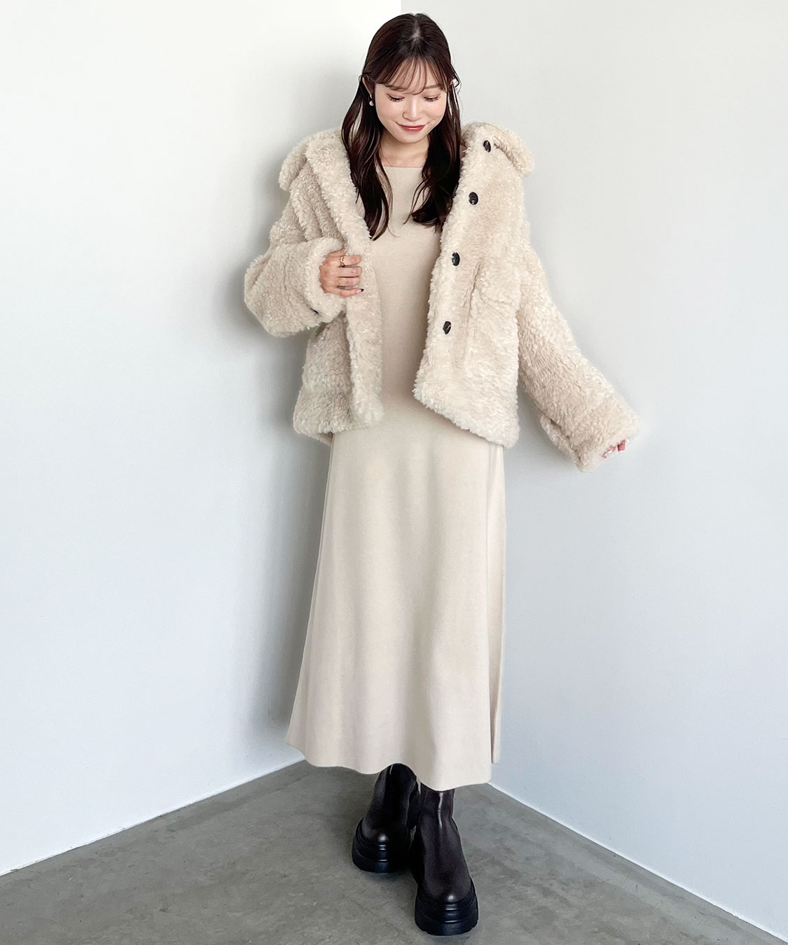 オフショルドレープニットワンピース｜PETAL ONLINE（ペタルオンライン）