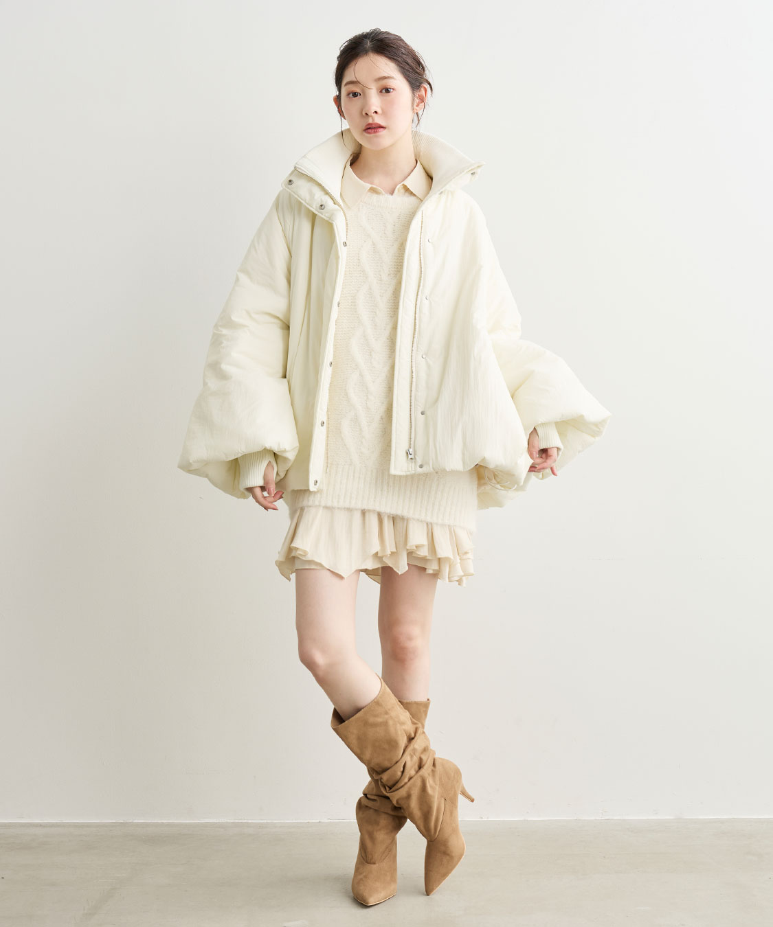 即完 新品タグ付 M ココディール ケーブルニット×ペプラムシャツミニワンピース ケーブルニット×ペプラムシャツミニワンピース｜PETAL ONLINE（ペタル