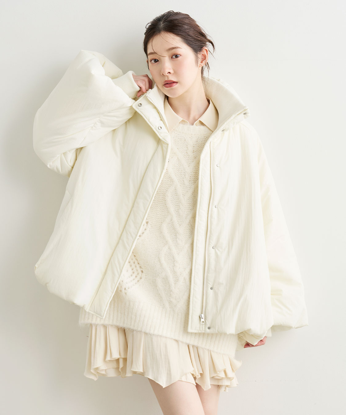 ケーブルニット×ペプラムシャツミニワンピース｜PETAL ONLINE（ペタル