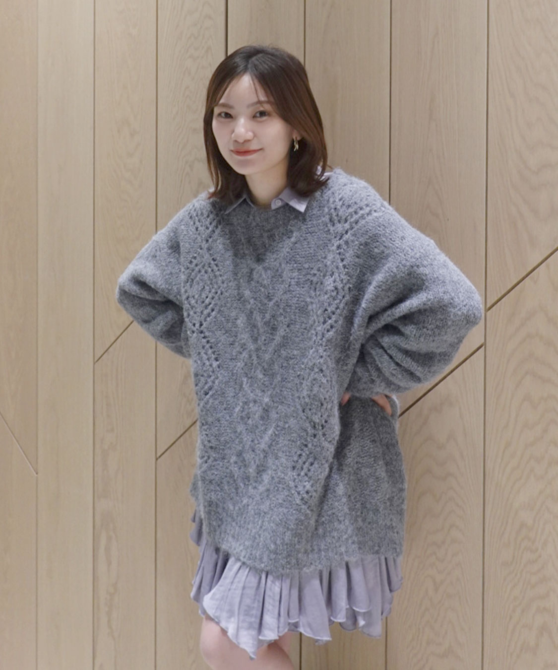 COCO DEAL ケーブルニット×ペプラムシャツミニワンピース ケーブルニット×ペプラムシャツミニワンピース｜PETAL ONLINE（ペタル