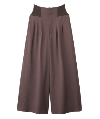 コルセットリブワイドパンツ