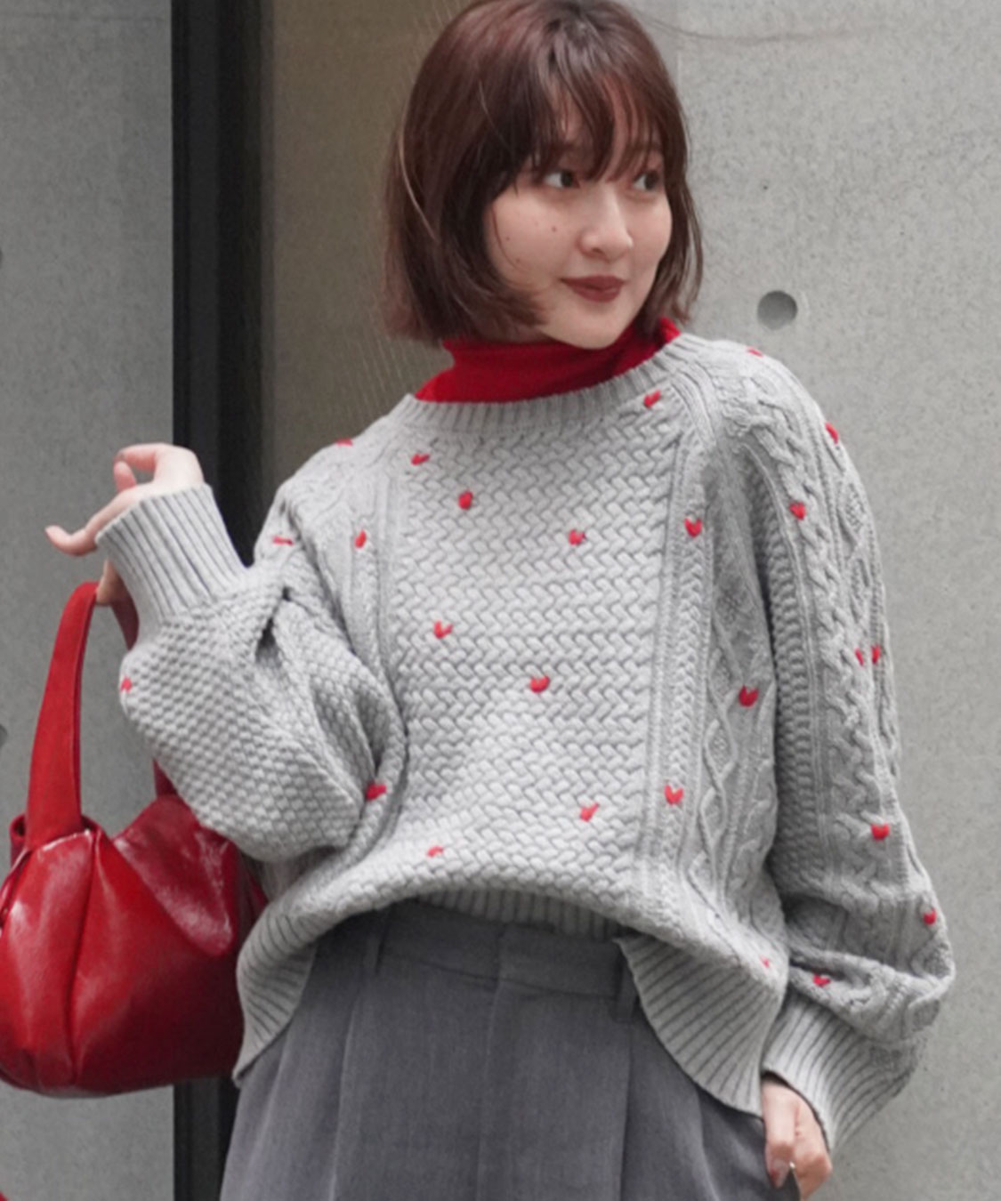 ハート刺繍ケーブルニット｜PETAL ONLINE（ペタルオンライン）