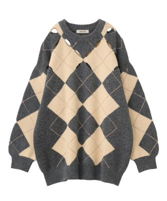 スリット柄オーバーサイズニット