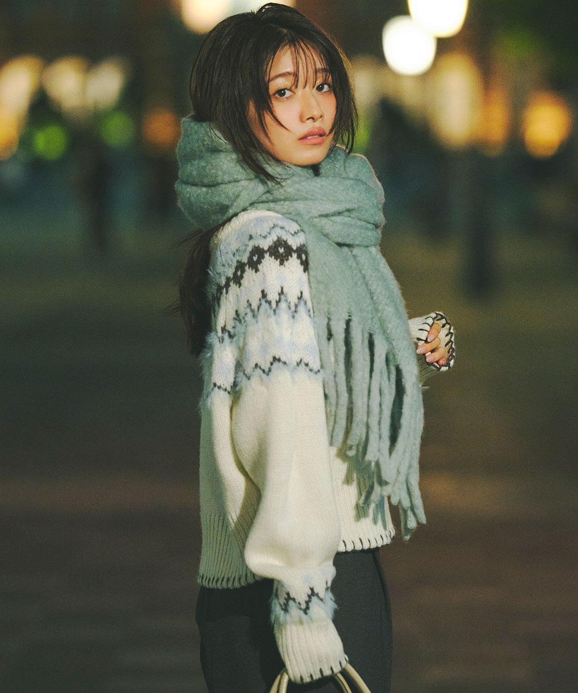 XLサイズ相当 PEARLY GATES ケーブルニットセーター ノルディック柄 AIC. ニット セーター ノルディックパターンケーブルニット レディース