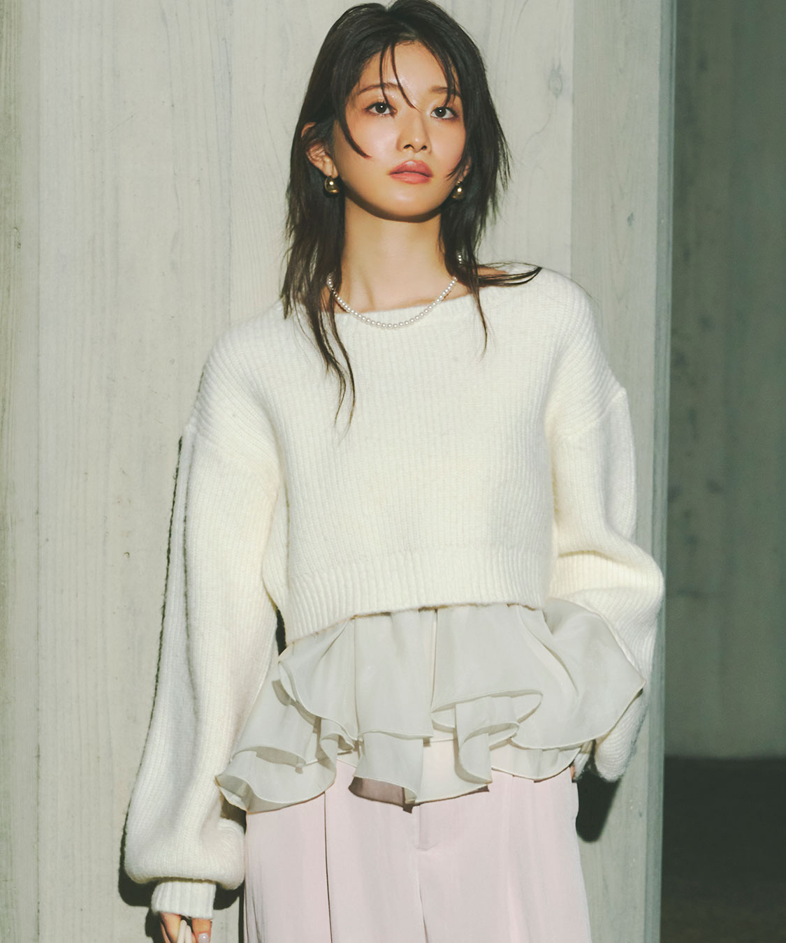 COCO DEAL ペプラムブラウス×パフスリーブニットセット グレー ペプラムブラウス×パフスリーブニットセット｜PETAL ONLINE（ペタル