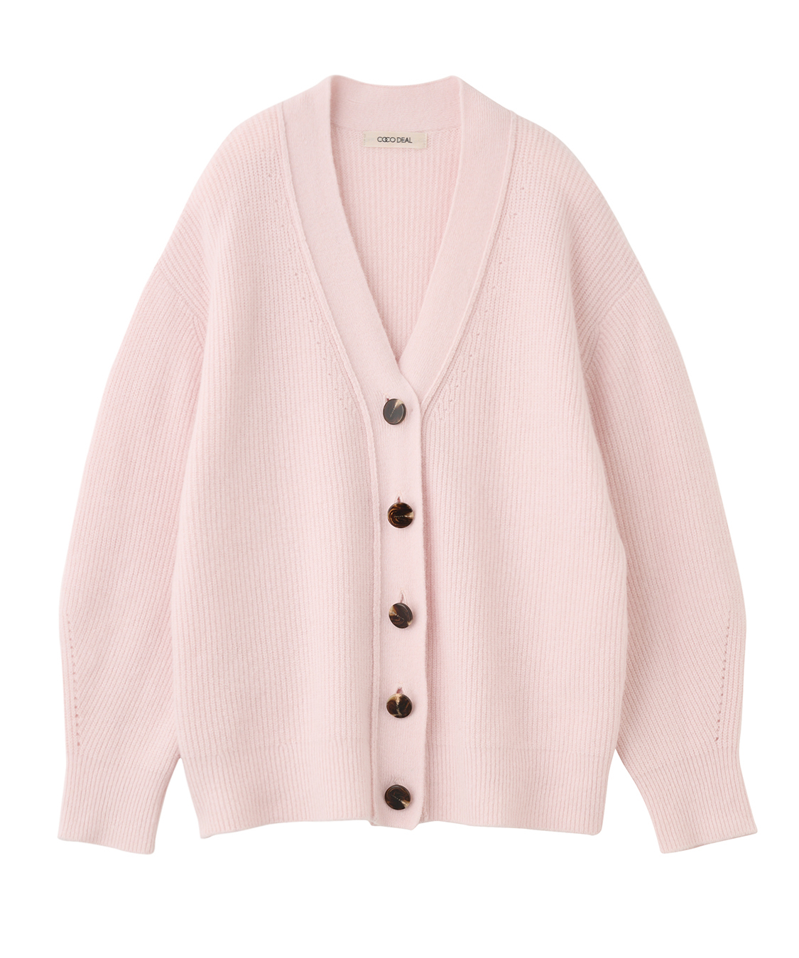 COCODEALラクーン混ダブルフェイスニットカーディガン ラクーン混V