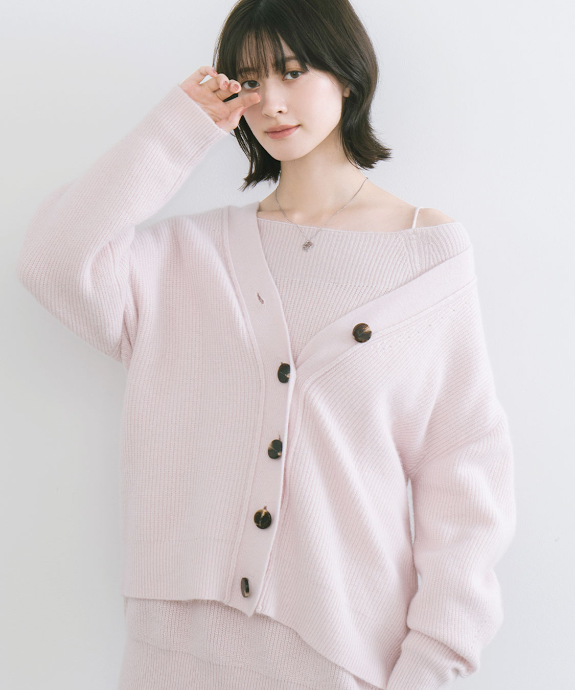 ココディール ラクーン混ダブルフェイスニットカーディガン COCO DEAL