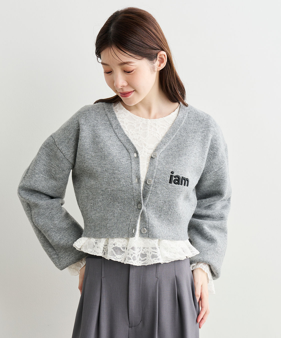 スウェットライクロゴニットカーディガン｜PETAL ONLINE（ペタル