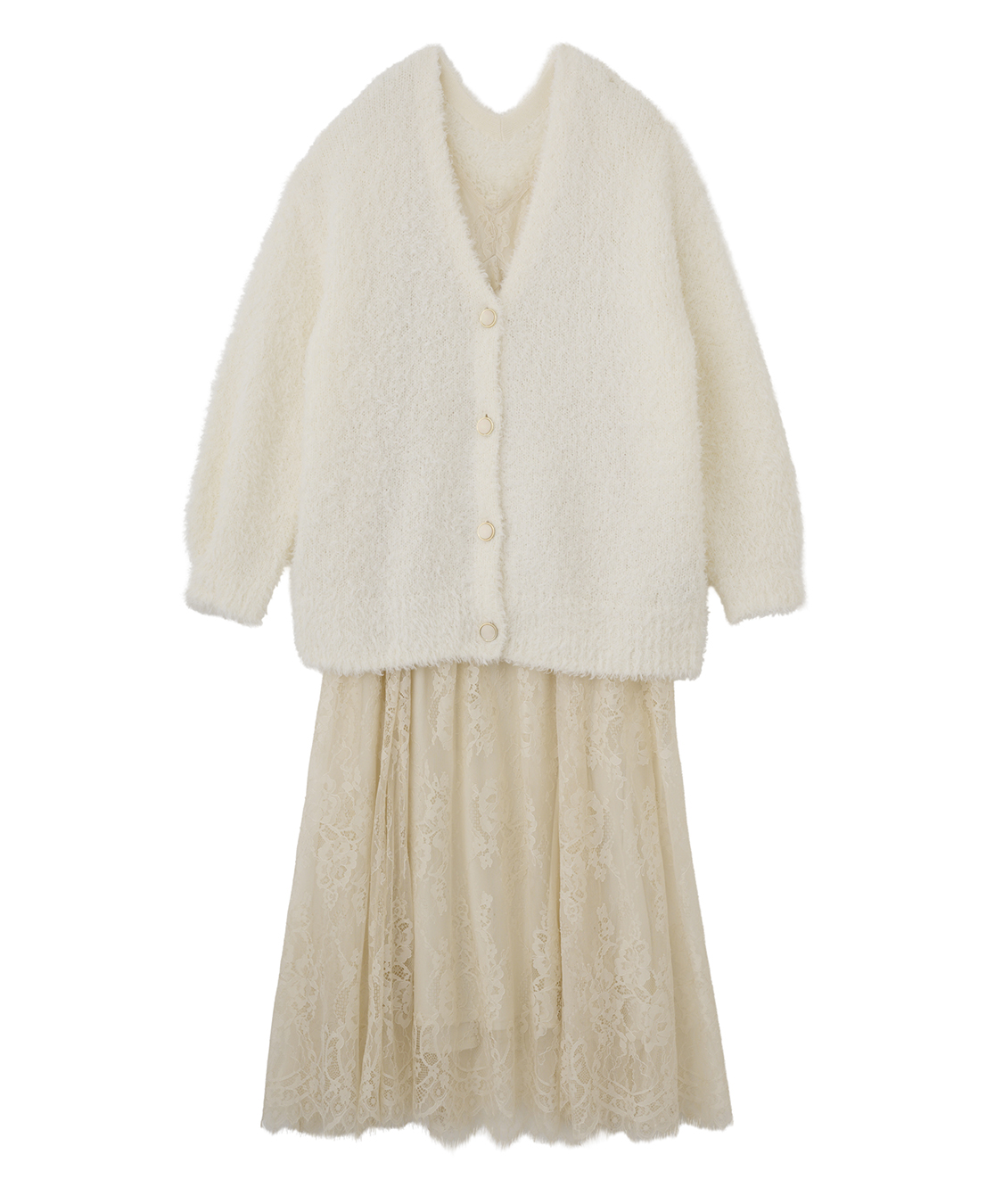 ニットカーデ×レースキャミワンピース｜PETAL ONLINE（ペタルオンライン）