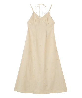 フラワー刺繍キャミワンピース