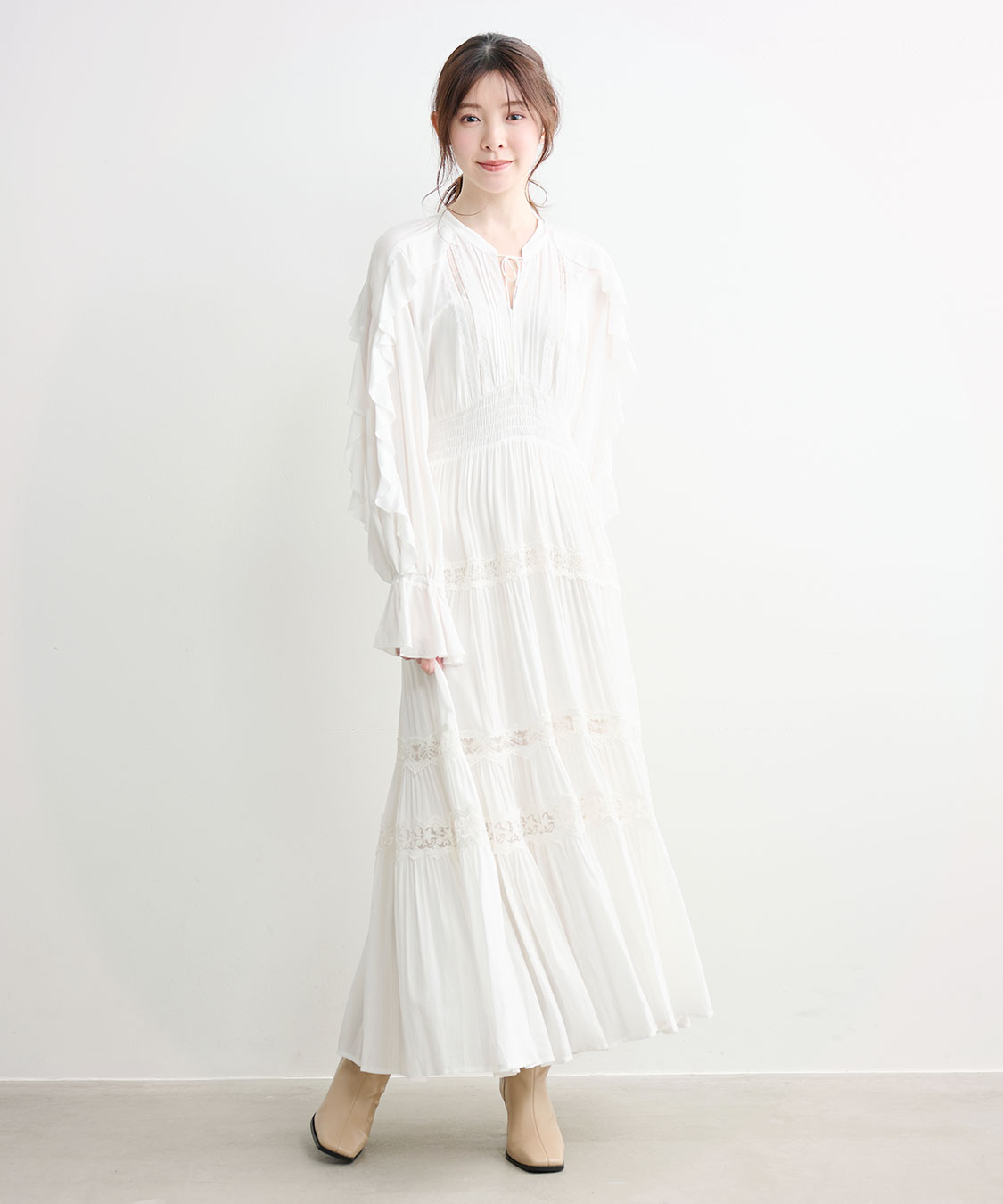 bpn ワンピース ラッフルレーストリムワンピース｜PETAL ONLINE（ペタルオンライン）