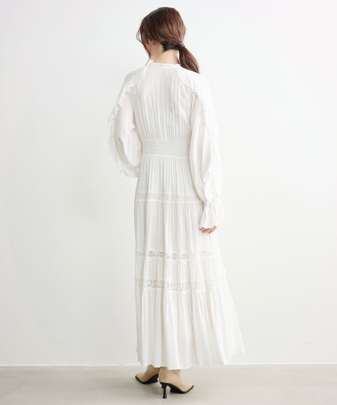 年末特別セール◆アウトレット◆ ROSETclam France製 ラッフルレーストリムワンピース｜PETAL ONLINE（ペタルオンライン）