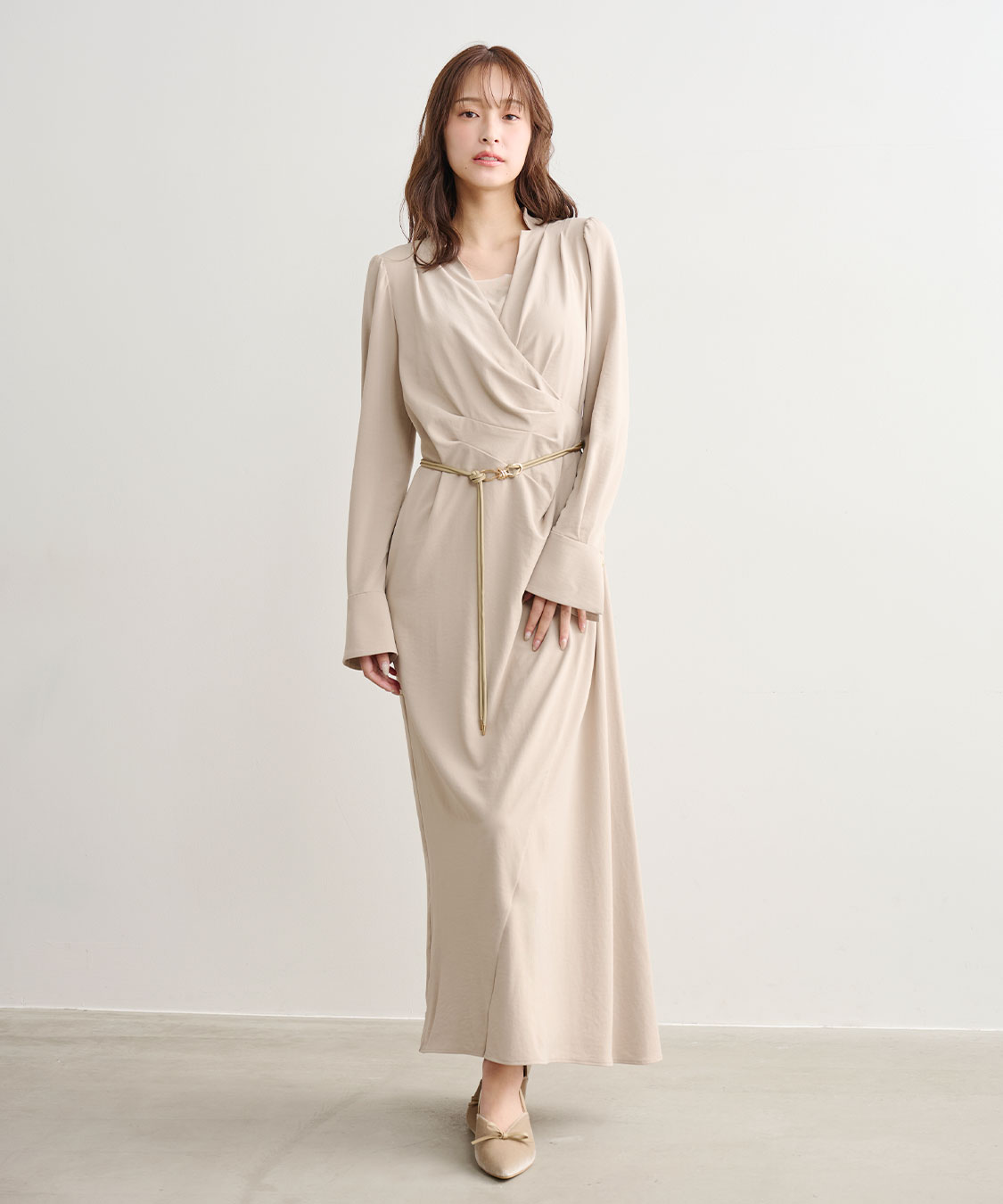 ケイミー　ワンピース　カシュクール　ドレープ　花びら　鳳凰　ウォッシャブル　9 カシュクールドレープワンピース｜PETAL ONLINE（ペタルオンライン）