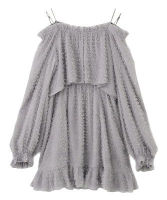 フラッフィーオフショルミニワンピース