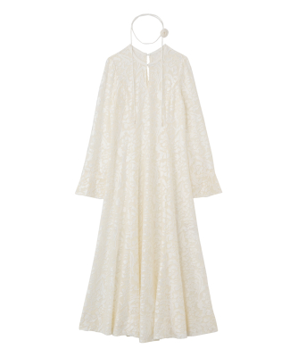 コサージュチョーカー付きオパールメッシュワンピース