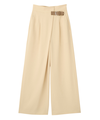 ベルトディテールアシメワイドパンツ