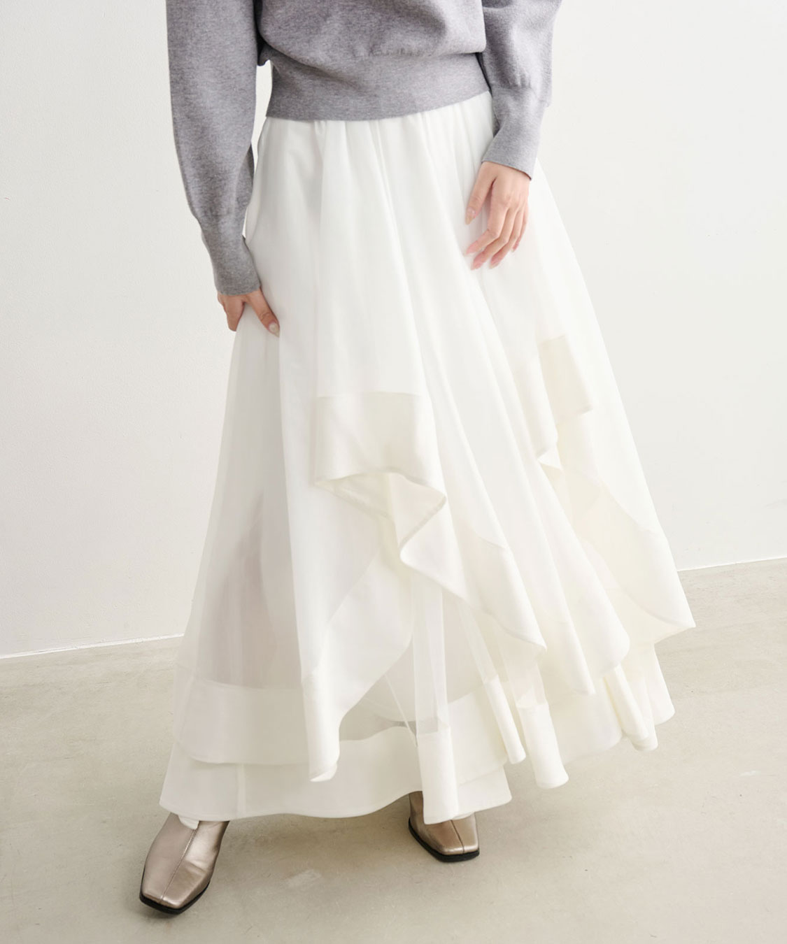 ウェーブフレアオーガンジースカート｜PETAL ONLINE（ペタルオンライン）