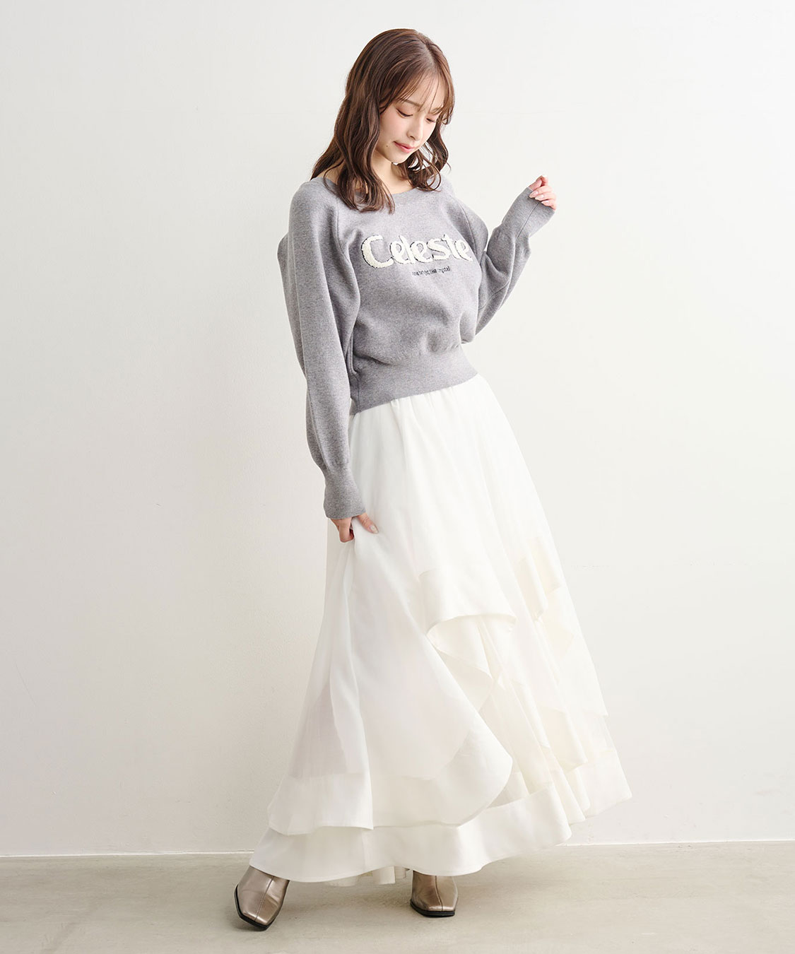 ウェーブフレアオーガンジースカート｜PETAL ONLINE（ペタルオンライン）