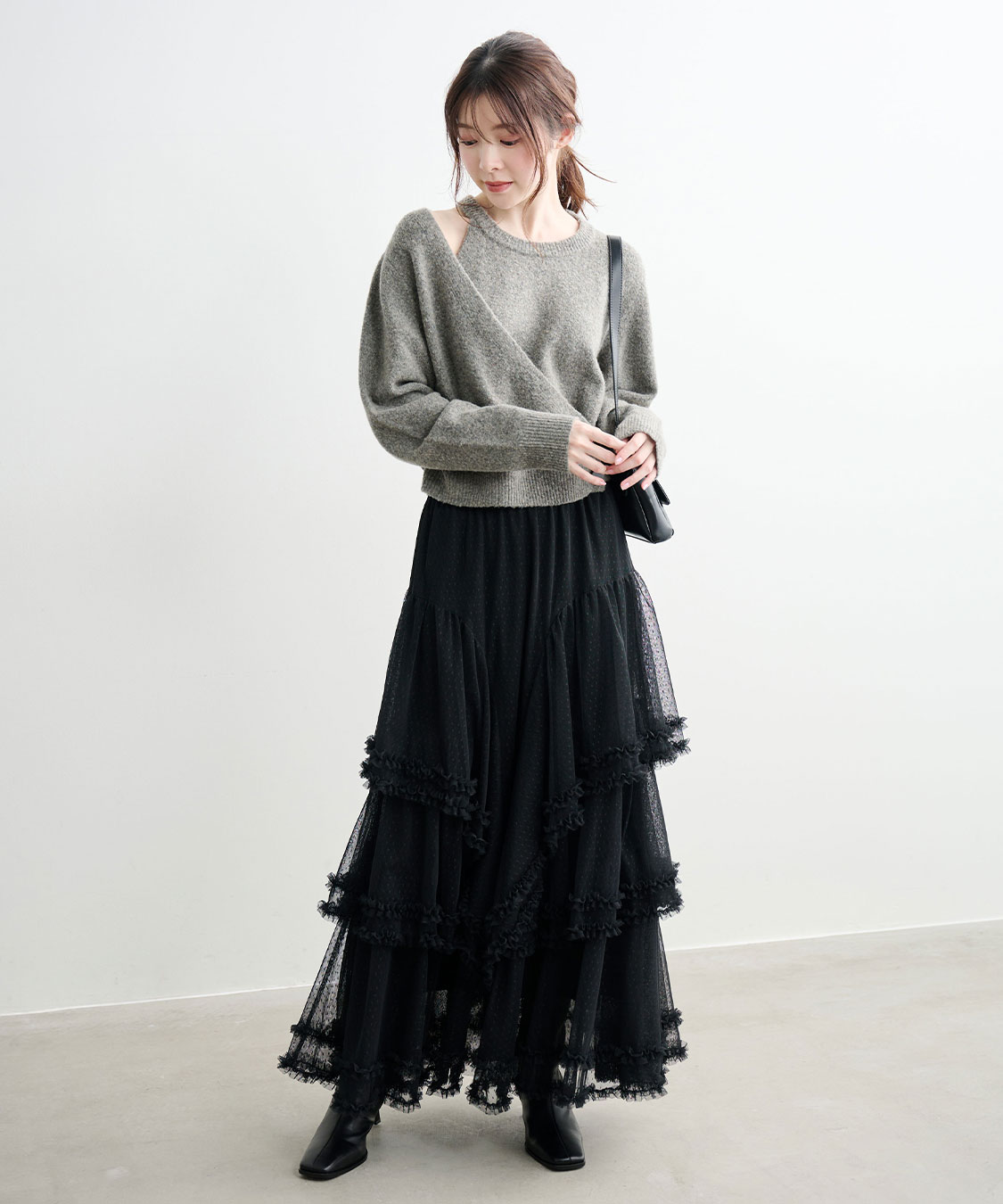 ドットチュールティアードフレアスカート｜PETAL ONLINE（ペタル