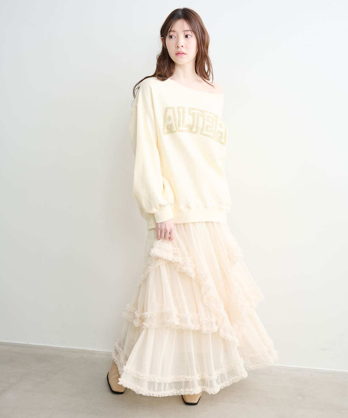 COCO DEAL ドットチュールティアードフレア ドットチュールティアード