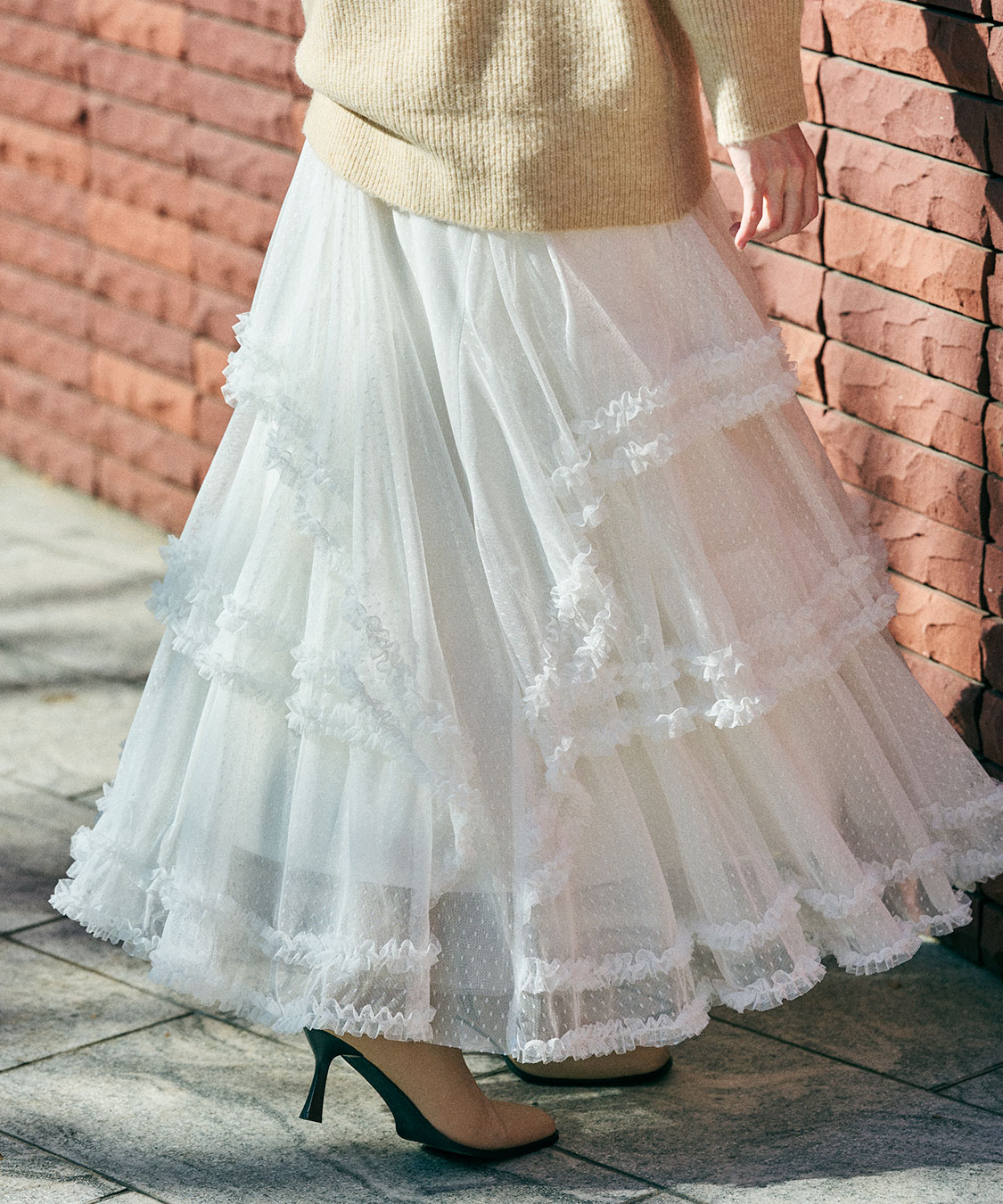 ドットチュールティアードフレアスカート｜PETAL ONLINE（ペタル