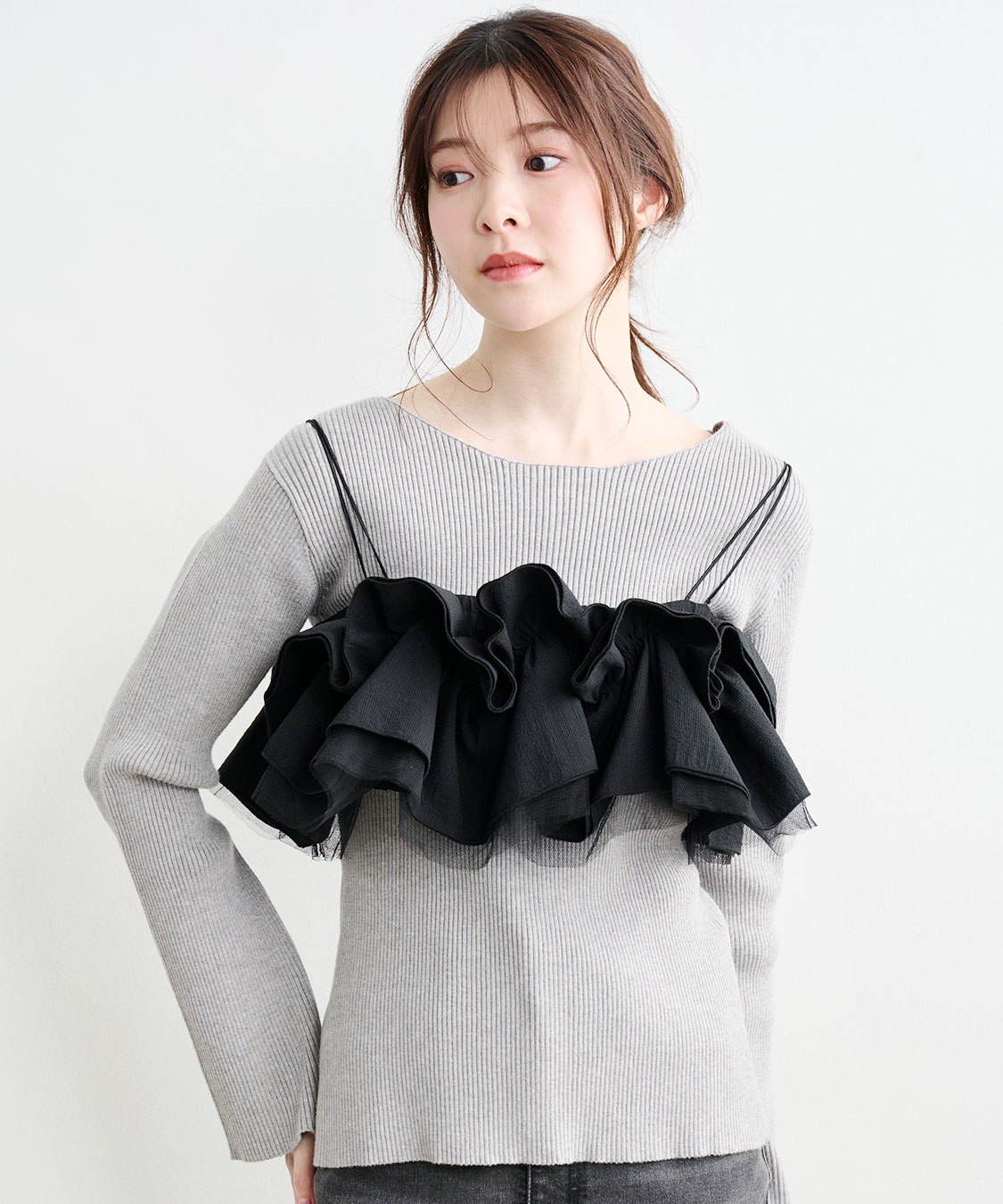フリルビスチェレイヤードリブニット｜PETAL ONLINE（ペタルオンライン）
