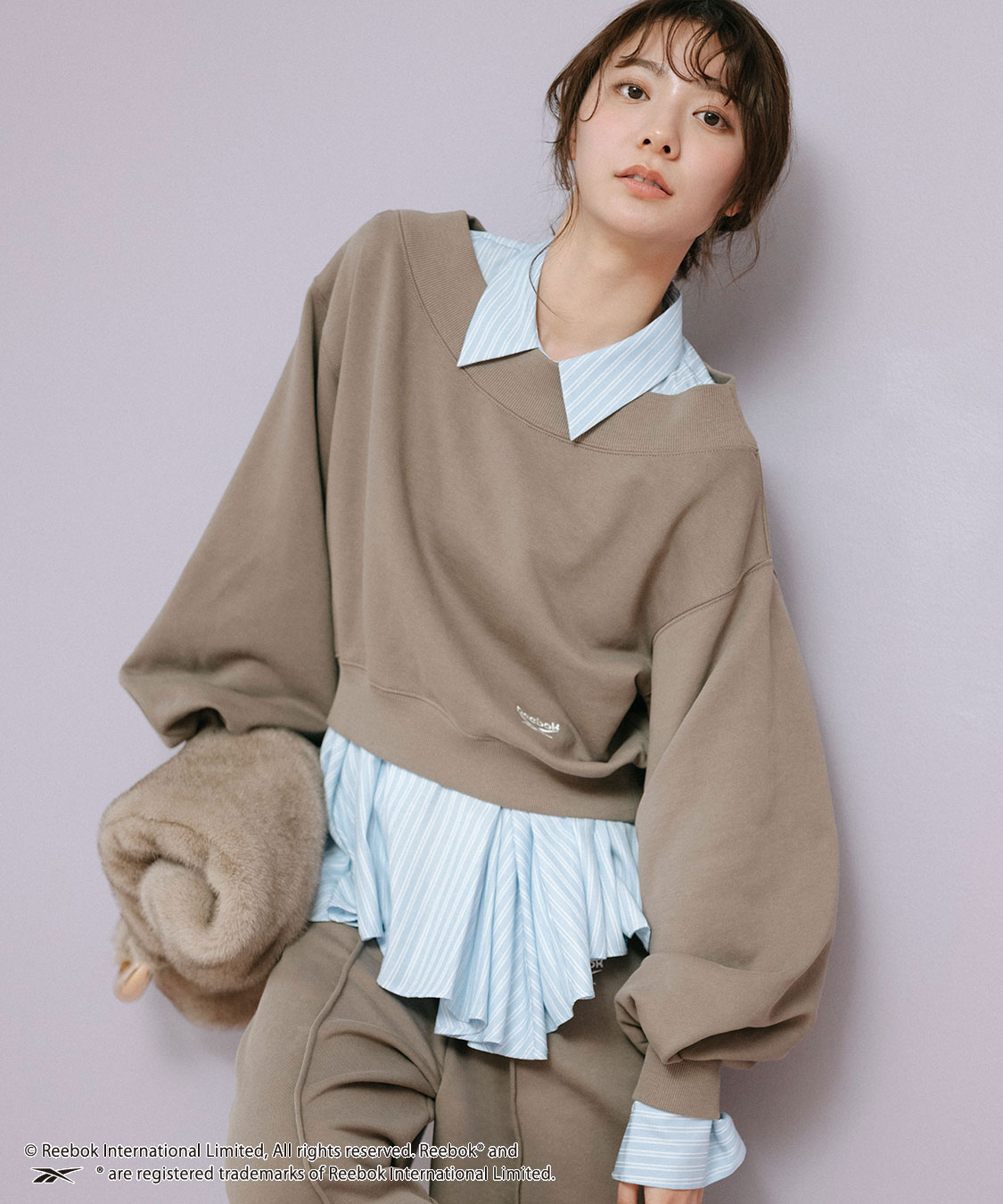 COCO DEAL/Reebok》ボリュームスリーブオフショルスウェット｜PETAL