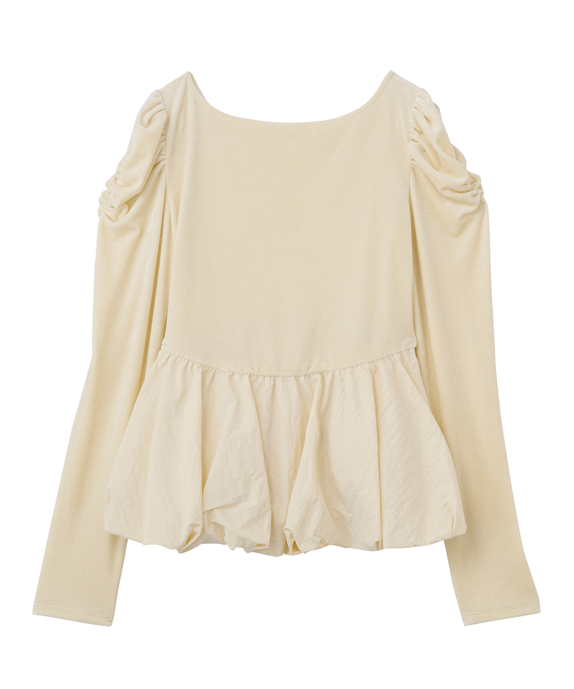 ベロアドッキングバルーントップス　新作　アイボリー ベロアドッキングバルーントップス｜PETAL ONLINE（ペタルオンライン）