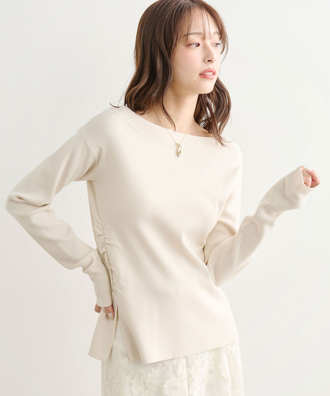 店頭で大人気】オフショルギャザーニット｜PETAL ONLINE（ペタル