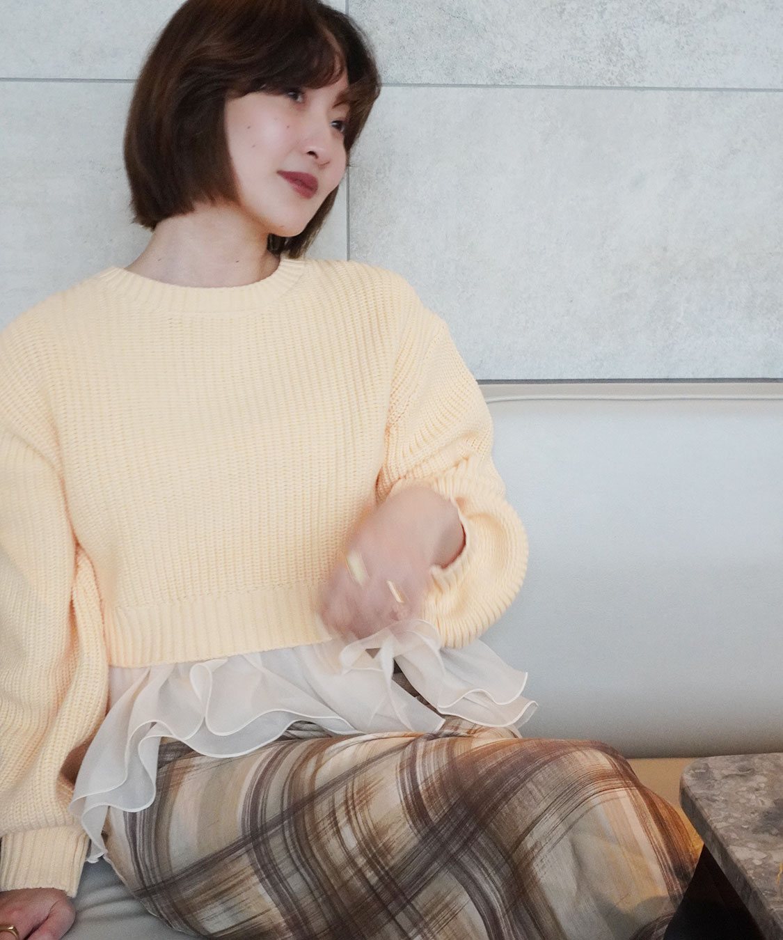 ペプラムブラウス×パフスリーブニットセット｜PETAL ONLINE（ペタル