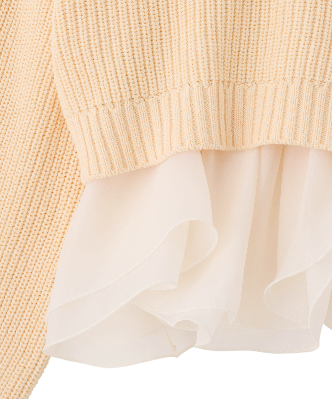 ペプラムブラウス×パフスリーブニットセット アイボリー ペプラムブラウス×パフスリーブニットセット｜PETAL ONLINE（ペタル