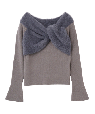 オフショルダーツイストニット