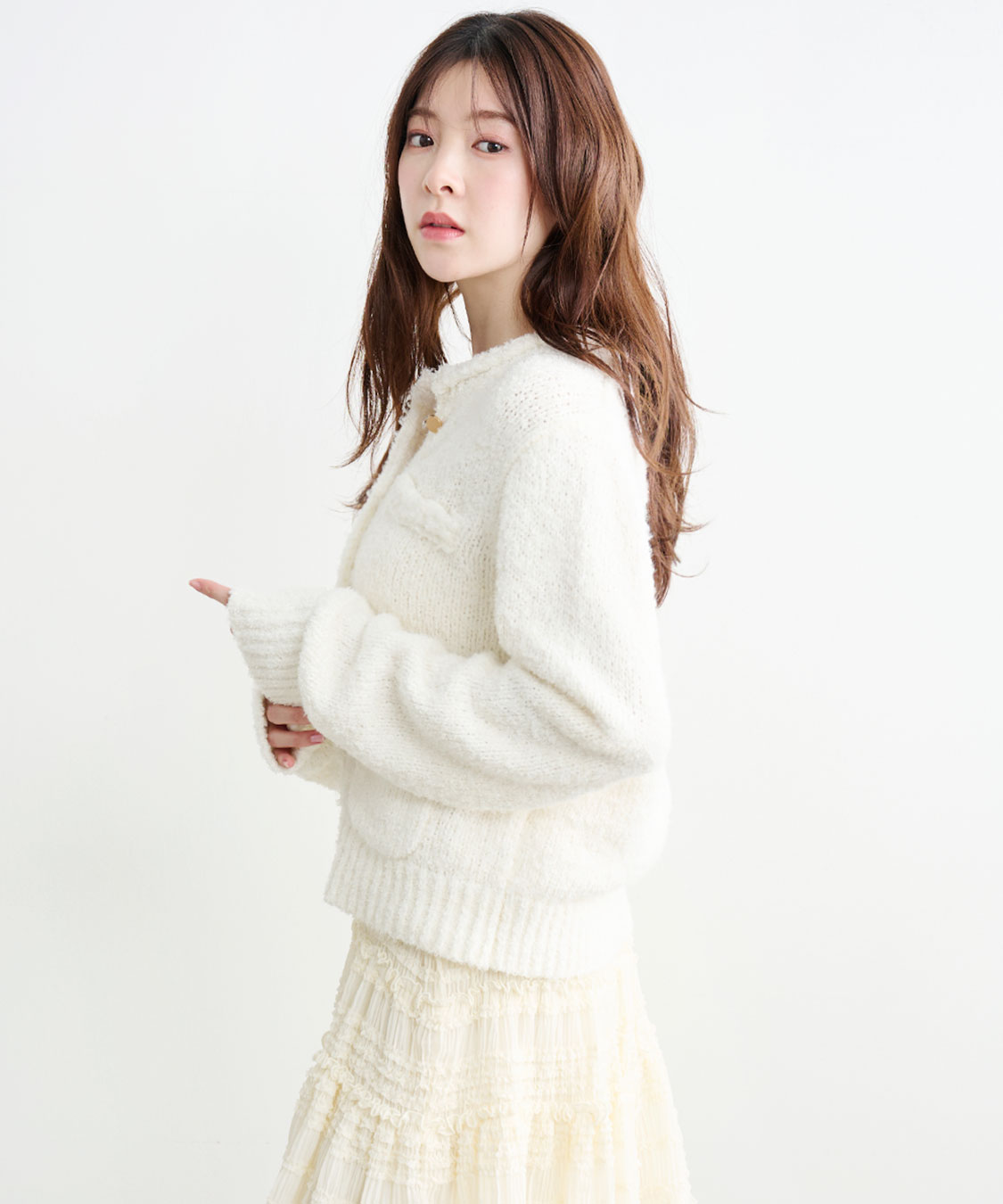 ポケットディティールコンパクトニットカーディガン｜PETAL ONLINE