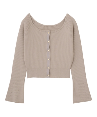 Vネックリブニットカーディガン