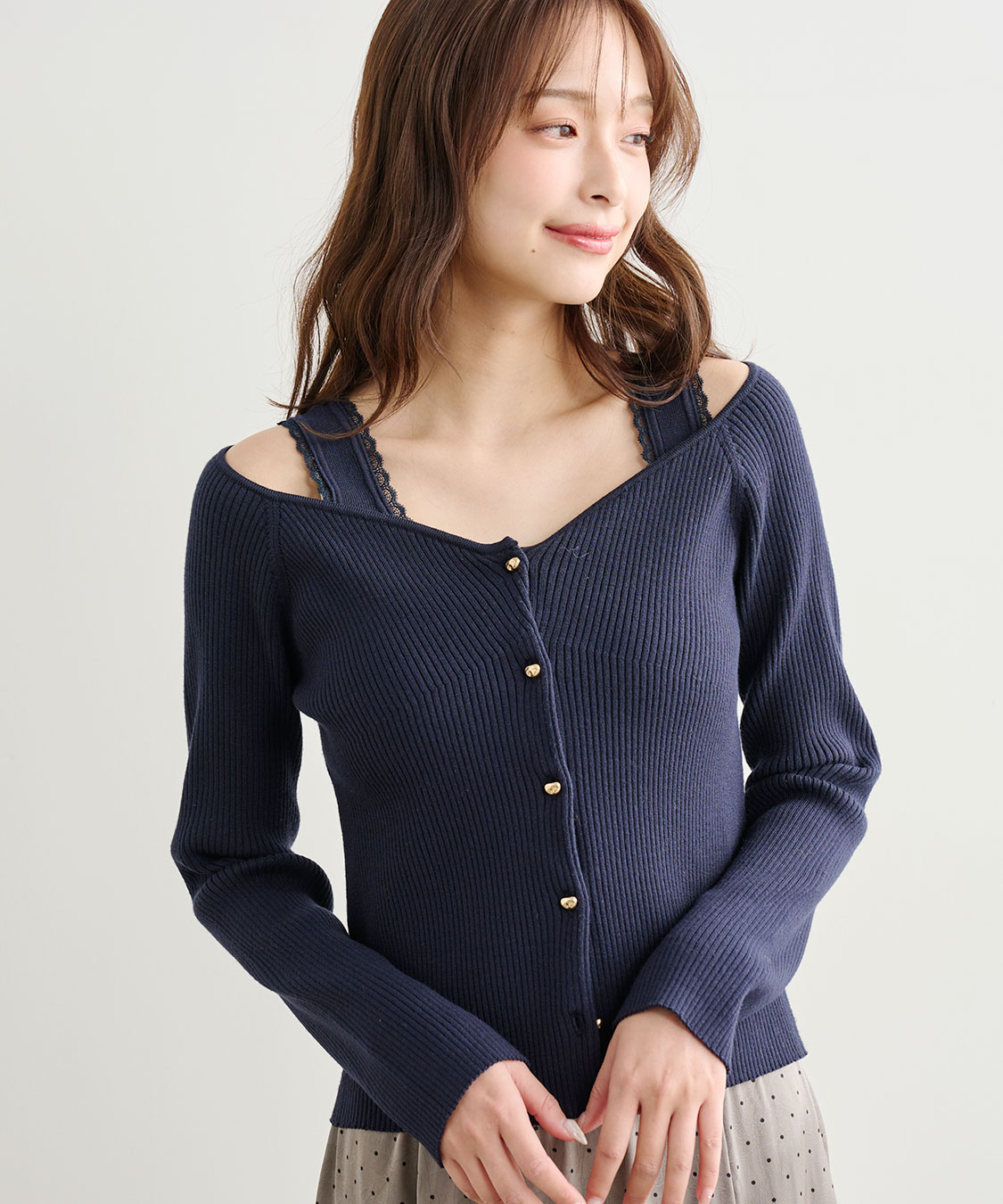 Vネックリブニットカーディガン｜PETAL ONLINE（ペタルオンライン）