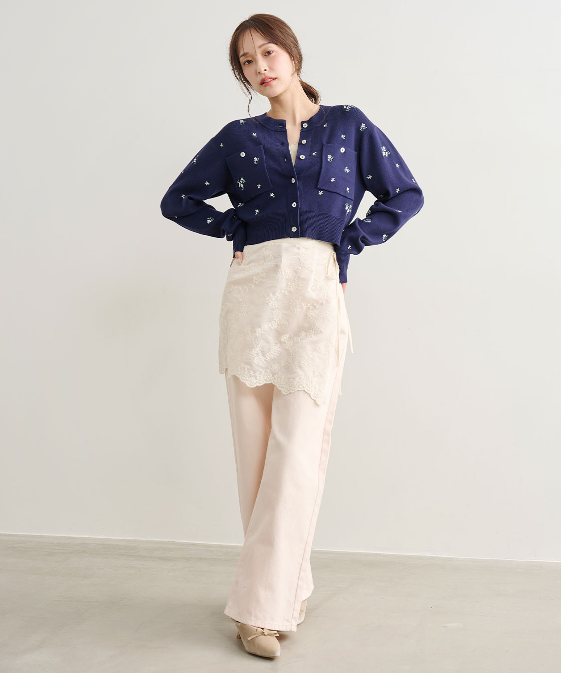 小花/ハート刺繍ニットカーディガン｜PETAL ONLINE（ペタルオンライン）