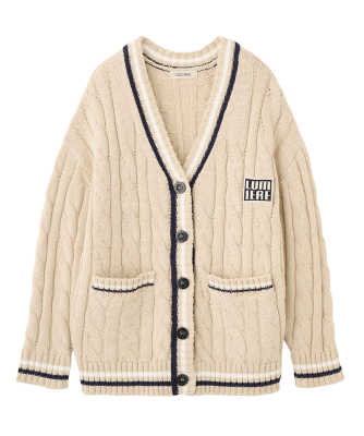 ケーブルラインニットカーディガン