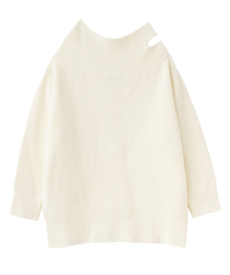 オフショルスリットニット