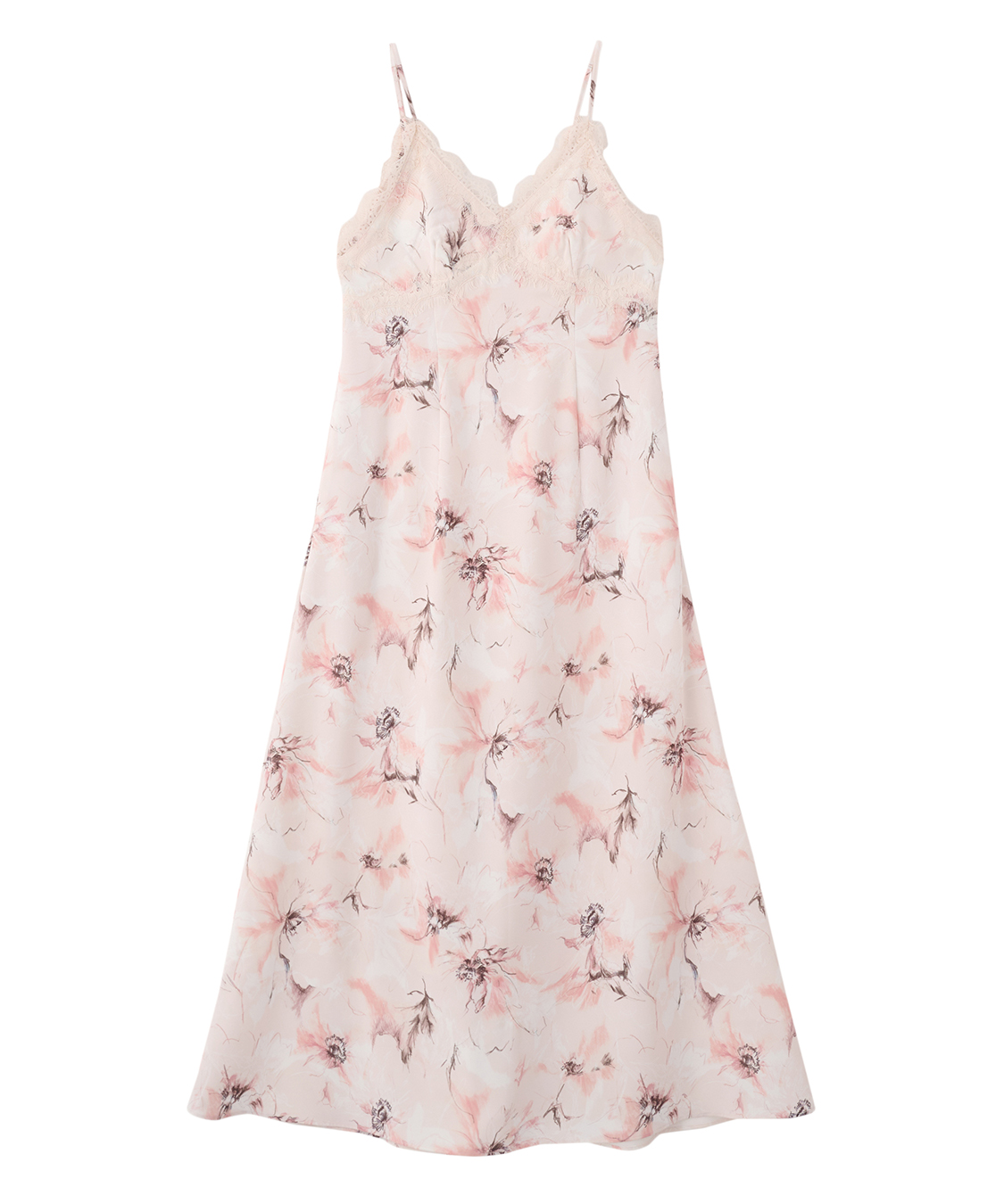 フラワープリントレーストリムキャミワンピース｜PETAL ONLINE（ペタル