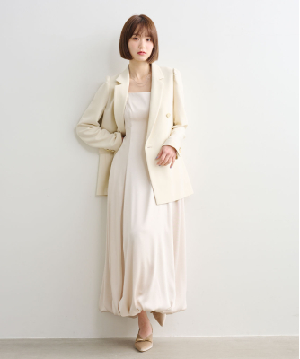 バルーンヘムバックデザインサテンワンピース｜PETAL ONLINE（ペタル