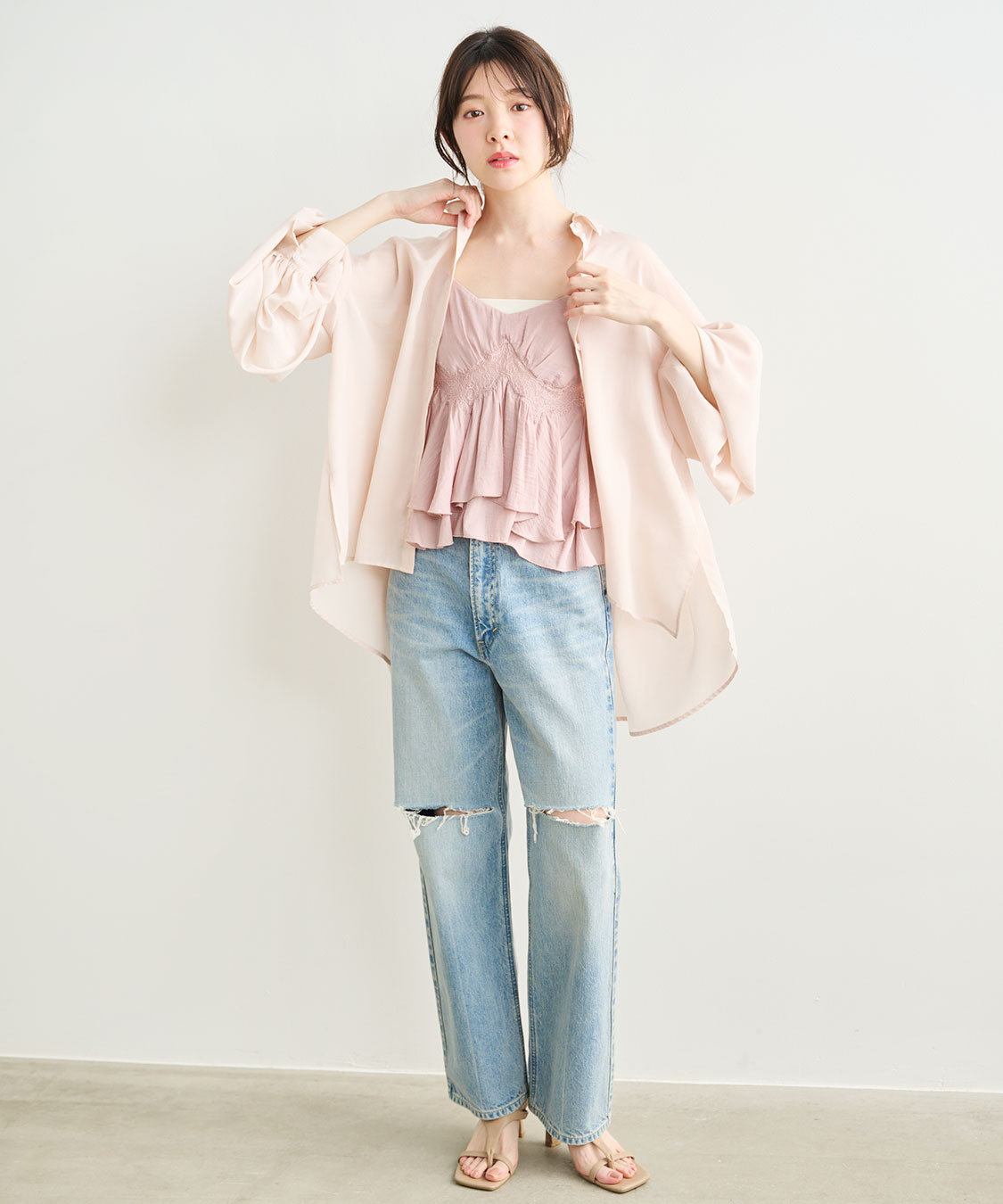 COCO DEAL/Lee》ニースリットストレートデニムパンツ｜PETAL ONLINE