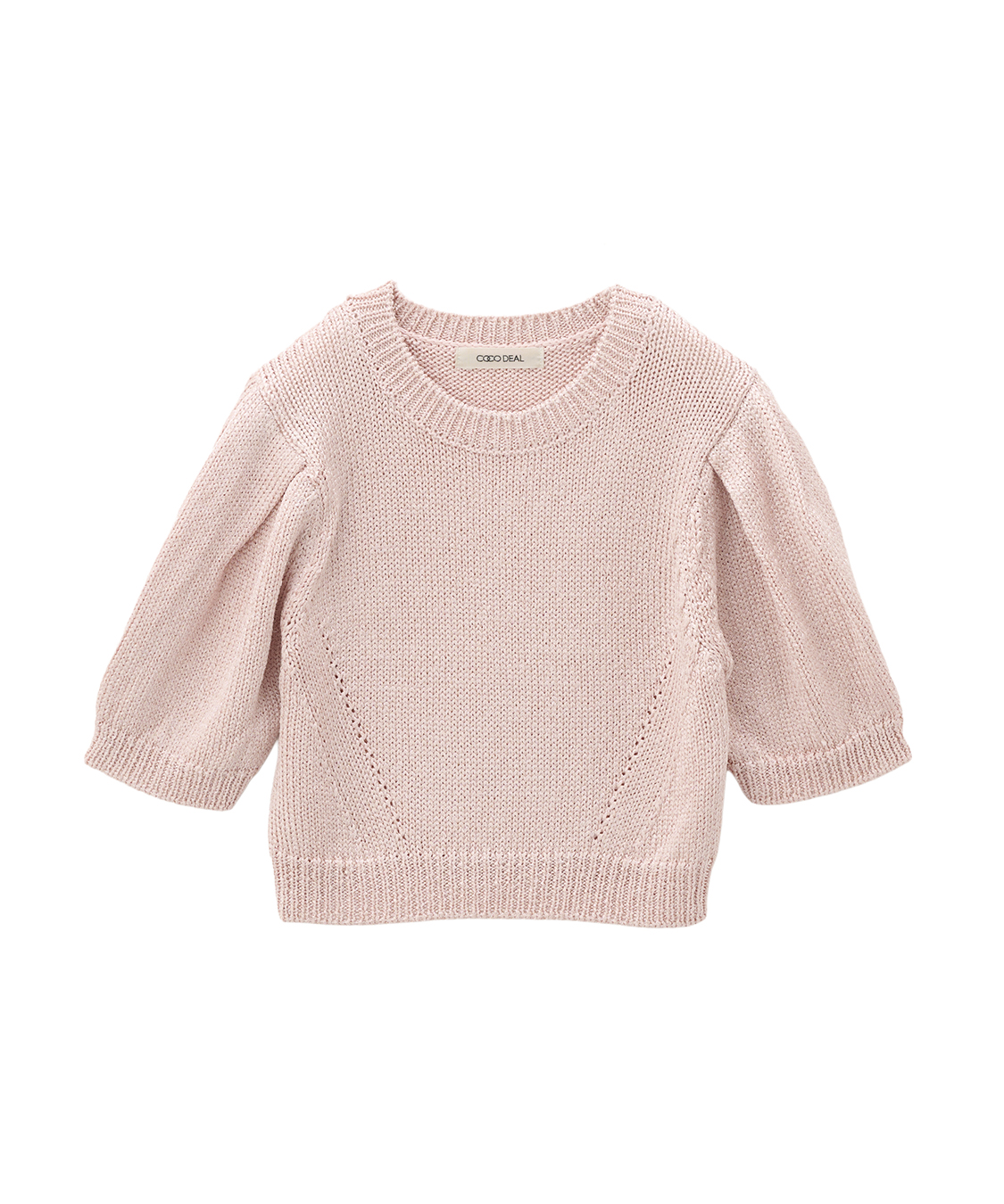 タグ付 未使用品✨ルネ コットン パールスリーブ ニット 34 S ピンク リブ シャイニーリリヤーンハーフスリーブニット｜PETAL ONLINE（ペタル