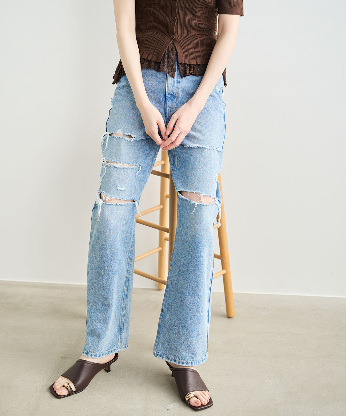 ハイダメージストレートデニムパンツ｜PETAL ONLINE（ペタルオンライン）