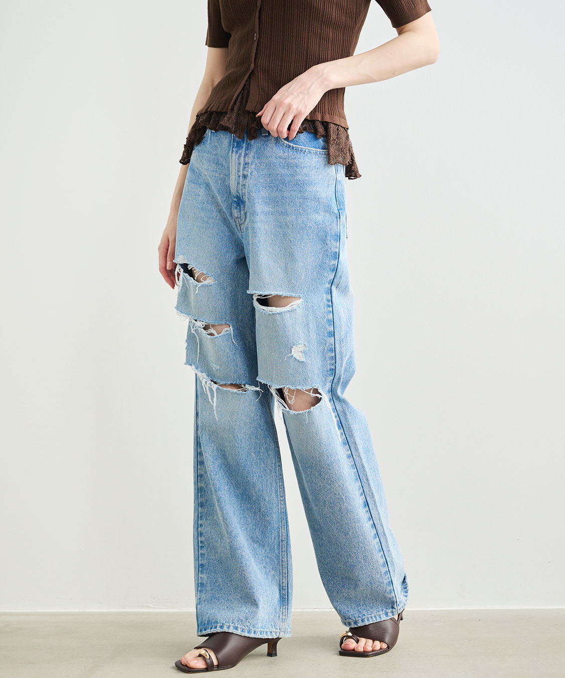ハイダメージストレートデニムパンツ｜PETAL ONLINE（ペタルオンライン）
