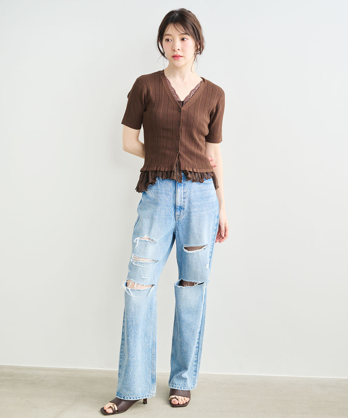 ハイダメージストレートデニムパンツ｜PETAL ONLINE（ペタルオンライン）