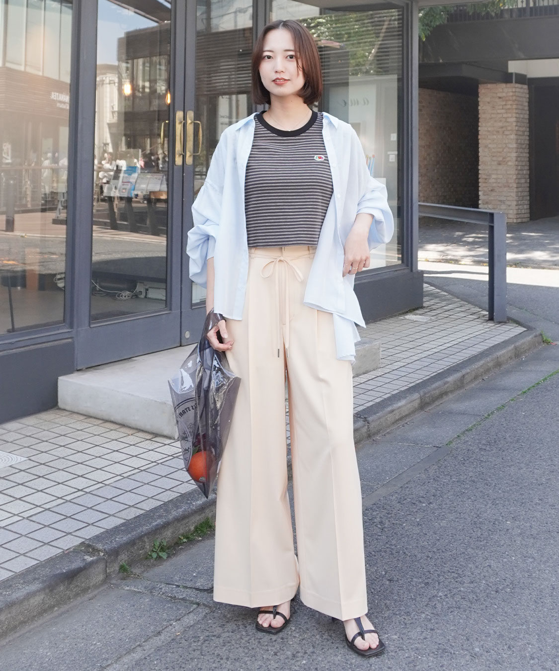 1です　シャルレ９分丈ボトム パステルベージュMサイズその他 ジョーゼットセミワイドパンツ｜PETAL ONLINE（ペタルオンライン）