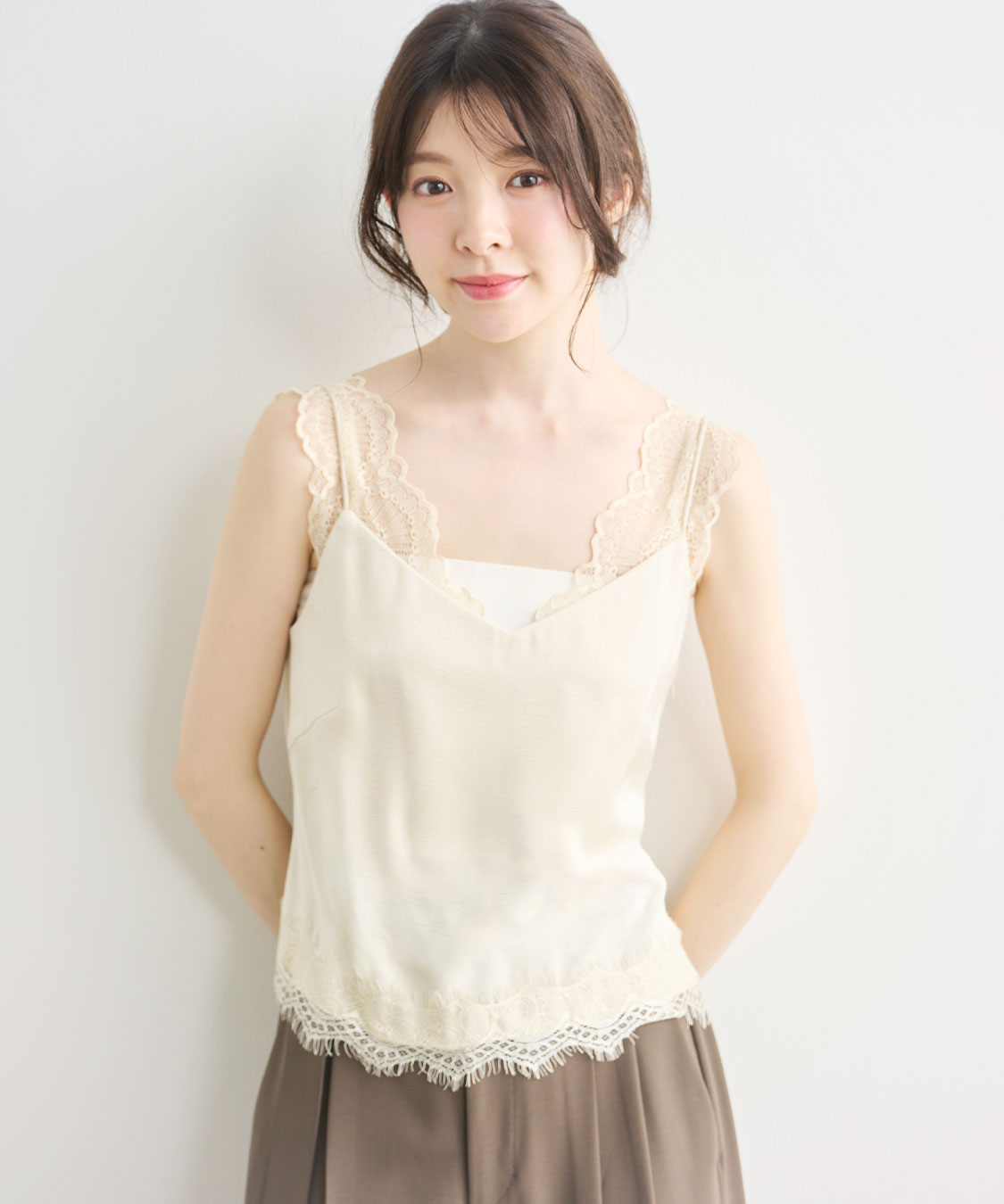 MORE SALE】レースディティールサテンキャミ｜PETAL ONLINE（ペタル
