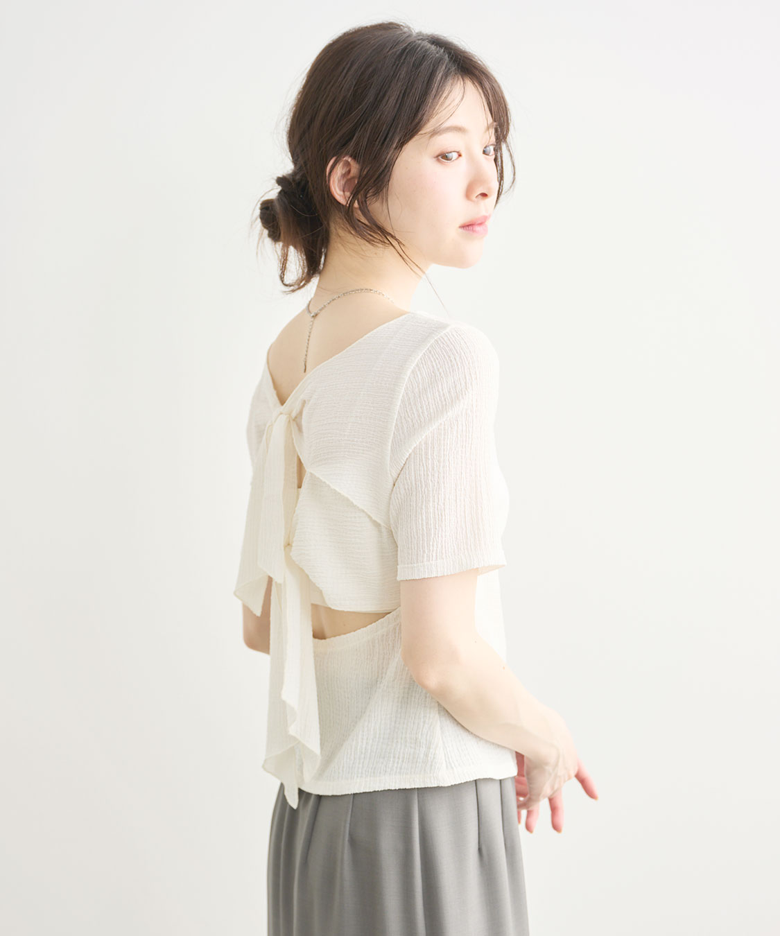 バックシャンリボンカットソートップス｜PETAL ONLINE（ペタルオンライン）